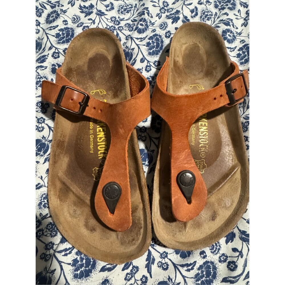 Birkenstock orange large buckle sandals 36